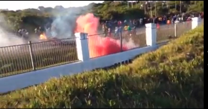 Stun grenades thrown at crowds to frighten and disorientate them. Photos: Liezl Clause